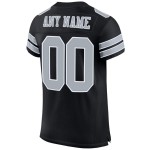 Maillot de football personnalisé en maille noire, argent et blanc, authentique Maillot de football personnalisé en maille noire, argent et blanc, authentique