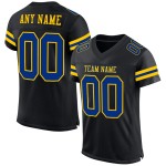 Maillot de football authentique en maille personnalisé noir royal-jaune Maillot de football authentique en maille personnalisé noir royal-jaune