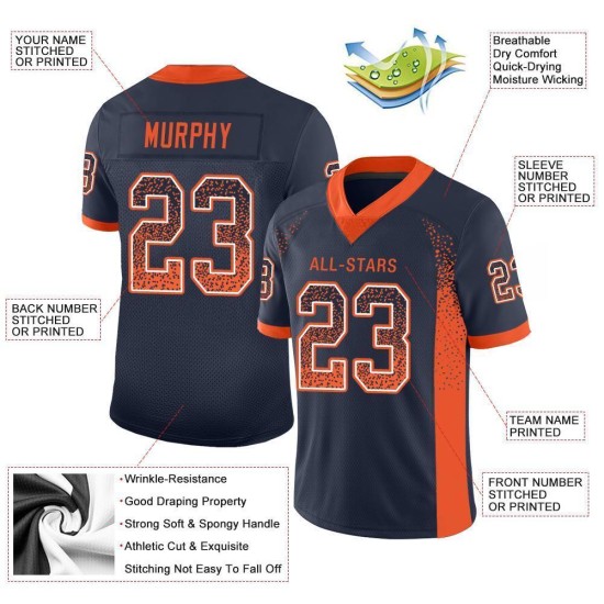Maillot de football personnalisé Drift Fashion Mesh orange-blanc bleu marine Maillot de football personnalisé Drift Fashion Mesh orange-blanc bleu marine