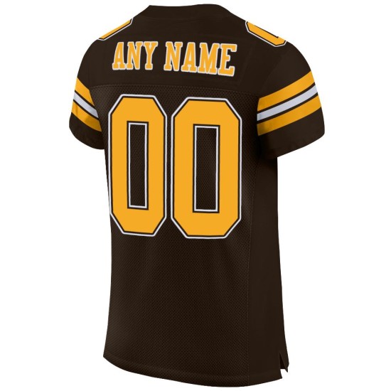 Maillot de football authentique en maille marron, or et blanc Maillot de football authentique en maille marron, or et blanc