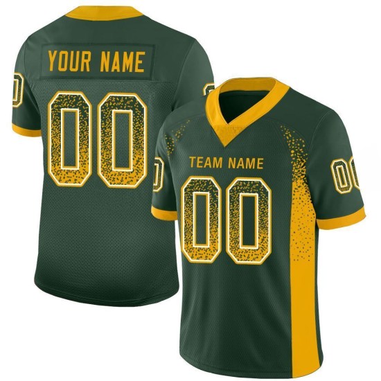 Maillot de football personnalisé en maille or-blanc, vert fluo Maillot de football personnalisé en maille or-blanc, vert fluo