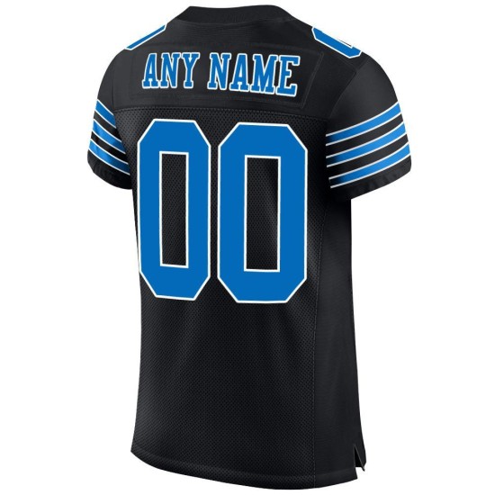 Maillot de football personnalisé authentique noir Panther en maille bleu-blanc