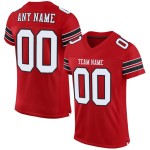 Maillot de football en maille blanc-noir authentique personnalisé rouge Maillot de football en maille blanc-noir authentique personnalisé rouge