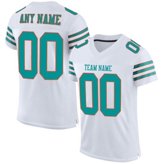 Maillot de football personnalisé authentique blanc aqua-orange Maillot de football personnalisé authentique blanc aqua-orange
