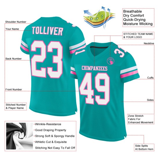 Maillot de football Aqua authentique en maille blanc-rose personnalisé Maillot de football Aqua authentique en maille blanc-rose personnalisé