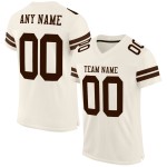 Maillot de football marron en maille personnalisée crème authentique Maillot de football marron en maille personnalisée crème authentique