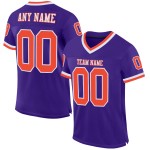 Maillot de football personnalisé en maille orange-blanc rétro violet authentique Maillot de football personnalisé en maille orange-blanc rétro violet authentique