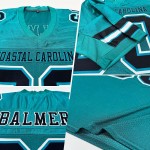 Maillot de football authentique en maille bleu sarcelle personnalisé noir et blanc Maillot de football authentique en maille bleu sarcelle personnalisé noir et blanc
