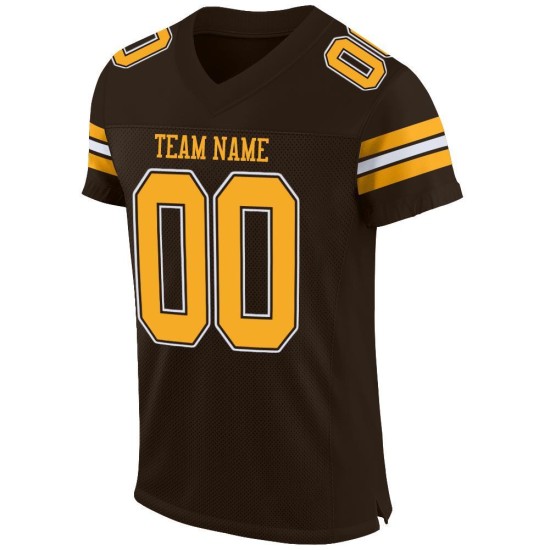 Maillot de football authentique en maille marron, or et blanc Maillot de football authentique en maille marron, or et blanc
