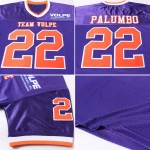 Maillot de football personnalisé en maille orange-blanc rétro violet authentique Maillot de football personnalisé en maille orange-blanc rétro violet authentique