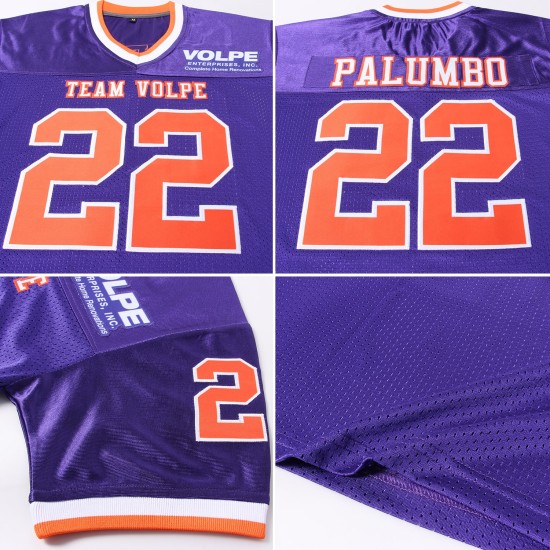 Maillot de football personnalisé en maille orange-blanc rétro violet authentique Maillot de football personnalisé en maille orange-blanc rétro violet authentique