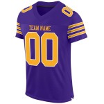 Maillot de football authentique en maille or-blanc violet personnalisé Maillot de football authentique en maille or-blanc violet personnalisé