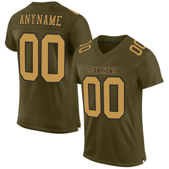 Maillot de football personnalisé en maille or-noir « Salut au service authentique » Olive Maillot de football personnalisé en maille or-noir « Salut au service authentique » Olive