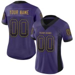 Maillot de football personnalisé en maille dorée, violet et noir, style ancien Maillot de football personnalisé en maille dorée, violet et noir, style ancien