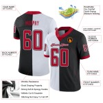 Maillot de football personnalisé en maille noire fendue rouge et blanc Maillot de football personnalisé en maille noire fendue rouge et blanc