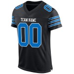 Maillot de football personnalisé authentique noir Panther en maille bleu-blanc