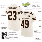 Maillot de football marron en maille personnalisée crème authentique Maillot de football marron en maille personnalisée crème authentique