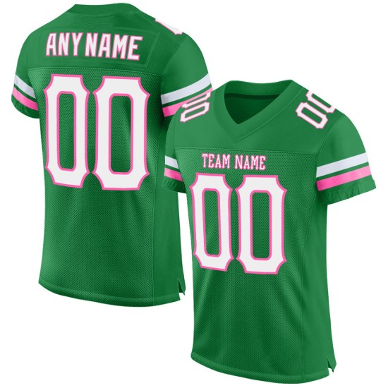 Maillot de football blanc-rose vert authentique en maille gazon personnalisée Maillot de football blanc-rose vert authentique en maille gazon personnalisée