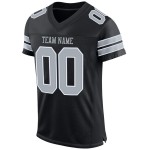 Maillot de football personnalisé en maille noire, argent et blanc, authentique Maillot de football personnalisé en maille noire, argent et blanc, authentique