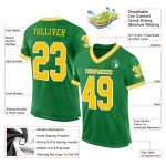 Maillot de football personnalisé vert gazon doré et blanc authentique en maille rétro Maillot de football personnalisé vert gazon doré et blanc authentique en maille rétro