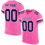 Maillot de football authentique personnalisé en maille bleu marine et blanc rose Maillot de football authentique personnalisé en maille bleu marine et blanc rose
