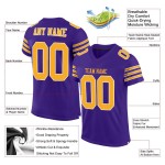 Maillot de football authentique en maille or-blanc violet personnalisé Maillot de football authentique en maille or-blanc violet personnalisé