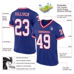 Maillot de football personnalisé en maille rétro authentique Royal Blanc-Rouge Maillot de football personnalisé en maille rétro authentique Royal Blanc-Rouge