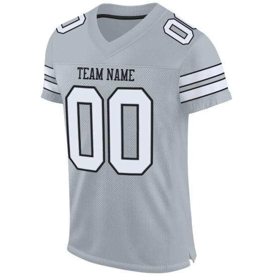 Maillot de football authentique en maille personnalisé blanc-noir argent Maillot de football authentique en maille personnalisé blanc-noir argent