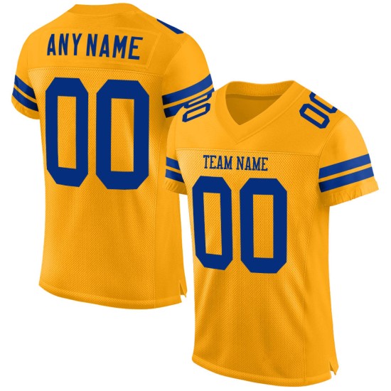 Maillot de football Royal Gold personnalisé en maille authentique Maillot de football Royal Gold personnalisé en maille authentique