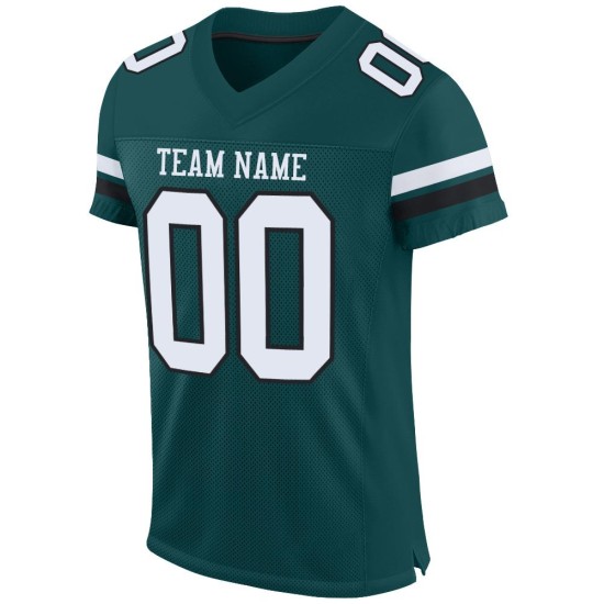 Maillot de football personnalisé en maille verte Midnight authentique blanc-noir Maillot de football personnalisé en maille verte Midnight authentique blanc-noir