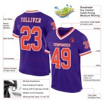 Maillot de football personnalisé en maille orange-blanc rétro violet authentique Maillot de football personnalisé en maille orange-blanc rétro violet authentique