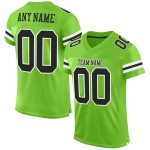 Maillot de football personnalisé en maille noir et blanc fluo, vert authentique Maillot de football personnalisé en maille noir et blanc fluo, vert authentique