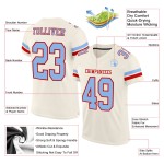 Maillot de football bleu-rouge personnalisé en maille crème légère authentique