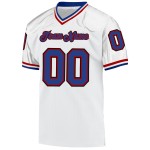 Maillot de football authentique personnalisé en maille rouge royal, blanc, rétro Maillot de football authentique personnalisé en maille rouge royal, blanc, rétro
