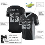 Maillot de football personnalisé à la mode, en maille argentée et blanche, noir Maillot de football personnalisé à la mode, en maille argentée et blanche, noir