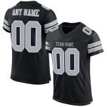 Maillot de football personnalisé en maille noire, argent et blanc, authentique Maillot de football personnalisé en maille noire, argent et blanc, authentique