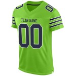 Maillot de football en maille néon authentique personnalisé bleu marine-blanc vert Maillot de football en maille néon authentique personnalisé bleu marine-blanc vert
