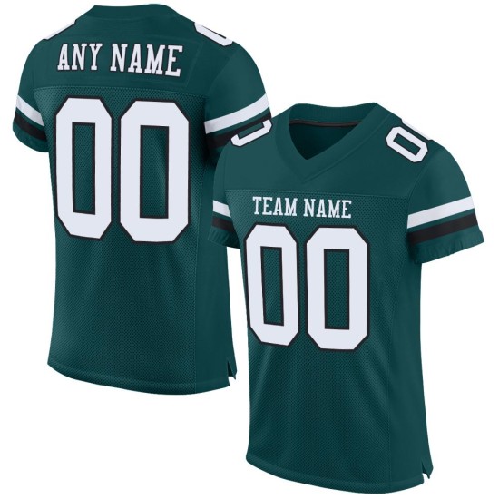 Maillot de football personnalisé en maille verte Midnight authentique blanc-noir Maillot de football personnalisé en maille verte Midnight authentique blanc-noir
