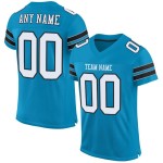 Maillot de football Panther bleu en maille authentique personnalisé blanc-noir Maillot de football Panther bleu en maille authentique personnalisé blanc-noir