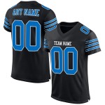 Maillot de football personnalisé authentique noir Panther en maille bleu-blanc