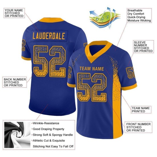 Maillot de football personnalisé Royal Drift Mesh Or-Marine Maillot de football personnalisé Royal Drift Mesh Or-Marine