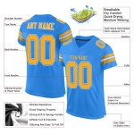 Maillot Powder Gold-White Mesh Custom Football Bleu Authentique Maillot Powder Gold-White Mesh Custom Football Bleu Authentique