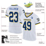 Maillot de football rétro en maille personnalisée blanc authentique Royal-Gold Maillot de football rétro en maille personnalisée blanc authentique Royal-Gold