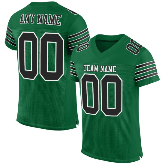 Maillot de football authentique en maille vert Kelly noir et blanc personnalisé Maillot de football authentique en maille vert Kelly noir et blanc personnalisé