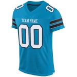 Maillot de football Panther bleu en maille authentique personnalisé blanc-noir Maillot de football Panther bleu en maille authentique personnalisé blanc-noir