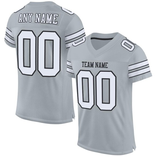 Maillot de football authentique en maille personnalisé blanc-noir argent Maillot de football authentique en maille personnalisé blanc-noir argent