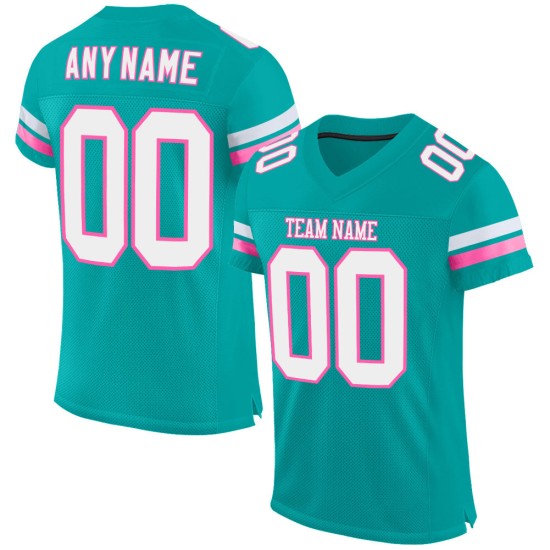 Maillot de football Aqua authentique en maille blanc-rose personnalisé Maillot de football Aqua authentique en maille blanc-rose personnalisé