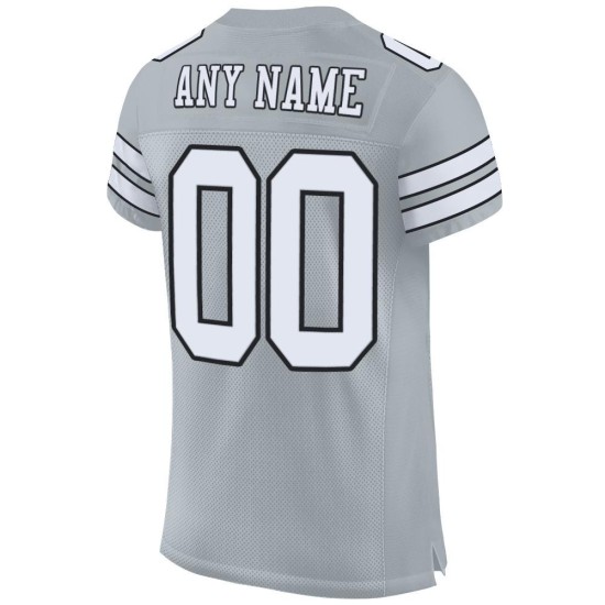 Maillot de football authentique en maille personnalisé blanc-noir argent Maillot de football authentique en maille personnalisé blanc-noir argent