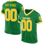 Maillot de football personnalisé vert gazon doré et blanc authentique en maille rétro Maillot de football personnalisé vert gazon doré et blanc authentique en maille rétro