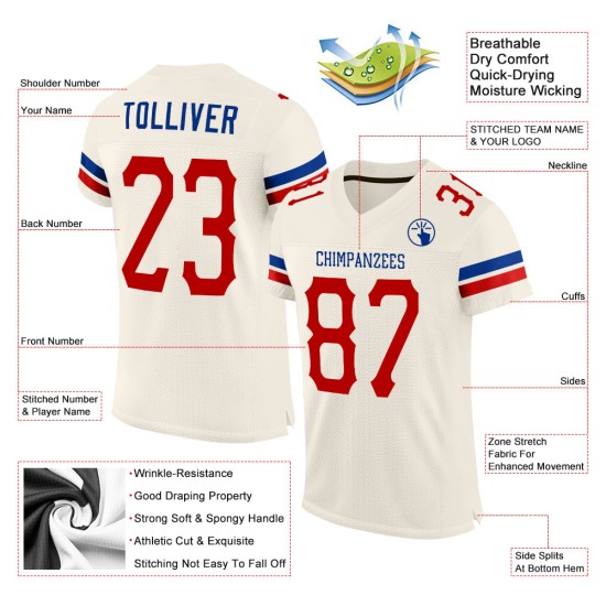Maillot de football rouge-crème royal en maille personnalisé authentique